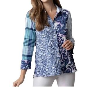 Habitat Blue, White, Purple Patterned Button Down Shirt. Size Small.‎